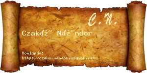Czakó Nándor névjegykártya